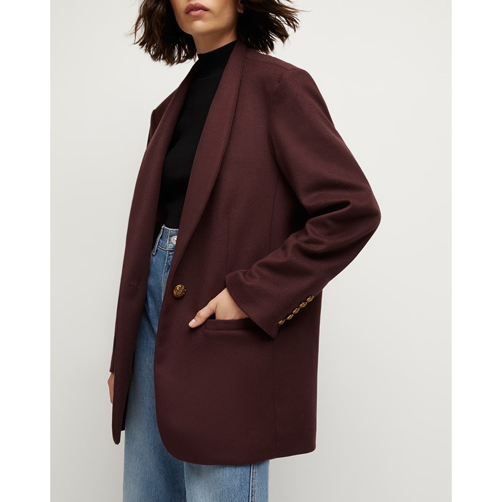 Veronica Beard Tal Dickey Coat Sm Burgundy Wool Cashmere Oversized Blazer Chic